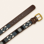 Load image into Gallery viewer, Ceinture en perles et cuir Gigi B&W