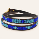 Afbeelding laden in galerijweergave, Laisse pour chien en perles et cuir Gigi Azure