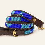 Afbeelding laden in galerijweergave, Laisse pour chien en perles et cuir Gigi Azure
