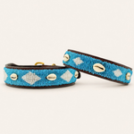 Afbeelding laden in galerijweergave, Collier pour chien en perles et cuir Gigi Blue Shell