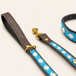 Afbeelding laden in galerijweergave, Laisse pour chien en perles et cuir Gigi Blue Shell