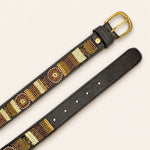 Bild in Galerieansicht laden, Ceinture en perles et cuir Gigi Golden