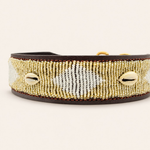 Afbeelding laden in galerijweergave, Collier pour chien en perles et cuir Gigi Golden Shell