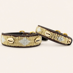 Afbeelding laden in galerijweergave, Collier pour chien en perles et cuir Gigi Golden Shell
