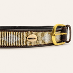 Afbeelding laden in galerijweergave, Ceinture en perles et cuir Gigi Golden Shell