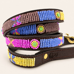 Afbeelding laden in galerijweergave, Laisse pour chien en perles et cuir Gigi Olga