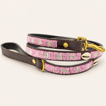 Afbeelding laden in galerijweergave, Laisse pour chien en perles et cuir Gigi Pink Shell
