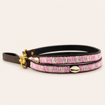 Afbeelding laden in galerijweergave, Laisse pour chien en perles et cuir Gigi Pink Shell