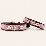 Afbeelding laden in galerijweergave, Collier pour chien en perles et cuir Gigi Pink Shell