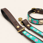 Afbeelding laden in galerijweergave, Laisse pour chien en perles et cuir Gigi Seashell