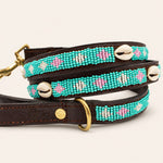 Afbeelding laden in galerijweergave, Laisse pour chien en perles et cuir Gigi Seashell