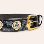 Afbeelding laden in galerijweergave, Ceinture en perles et cuir Gigi Silver