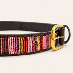 Afbeelding laden in galerijweergave, Ceinture en perles et cuir Gigi Valhia