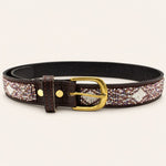 Afbeelding laden in galerijweergave, Ceinture en perles et cuir Gigi Violette