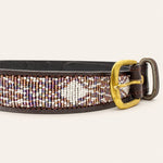 Afbeelding laden in galerijweergave, Ceinture en perles et cuir Gigi Violette