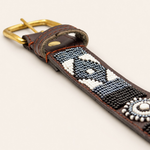 Load image into Gallery viewer, Ceinture en perles et cuir Gigi B&W
