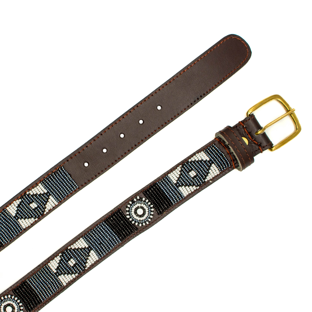 Ceinture en perles et cuir Gigi B&W