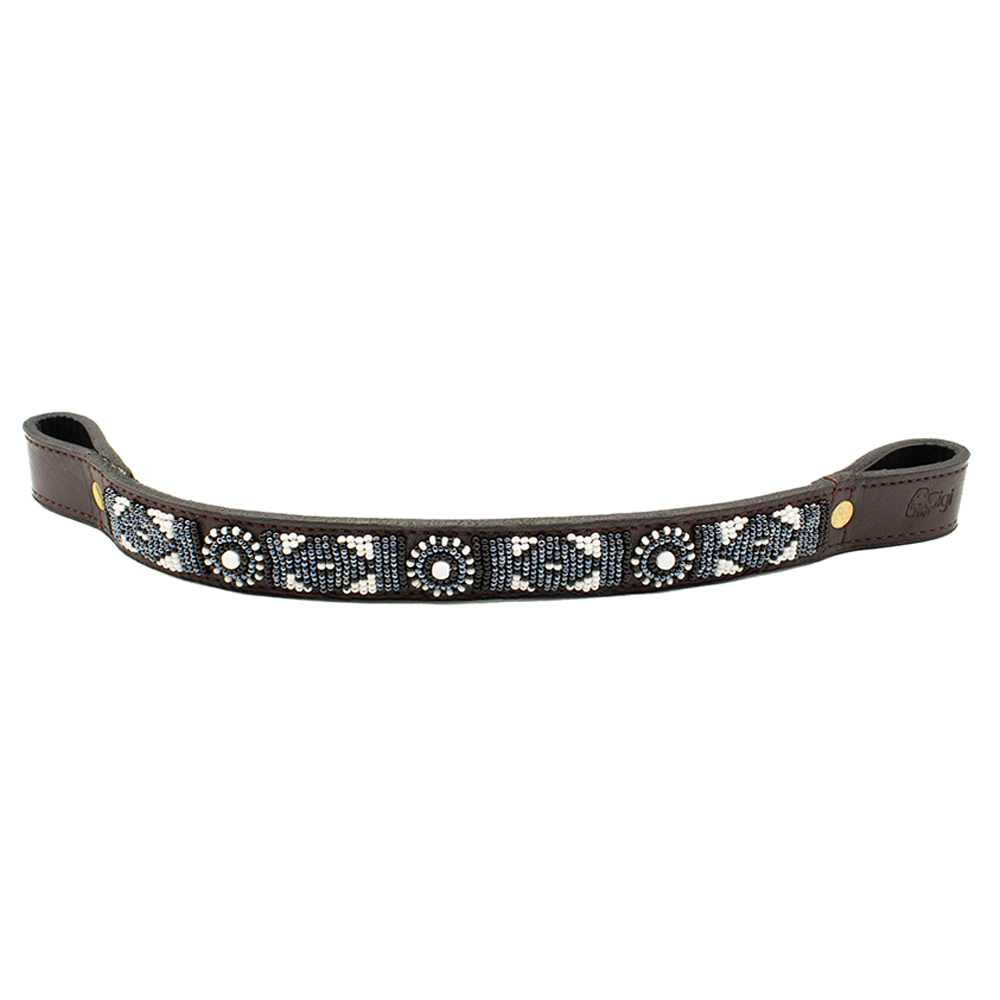 Frontal cheval en perles et cuir Gigi B&W
