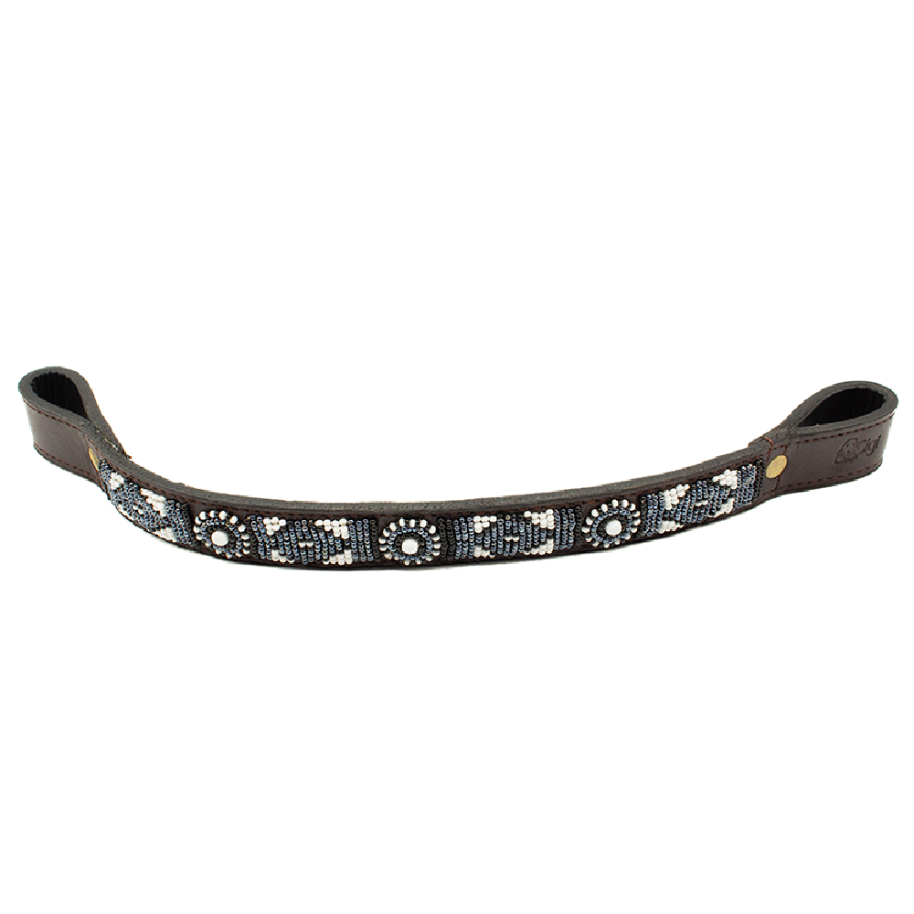 Frontal cheval en perles et cuir Gigi B&W