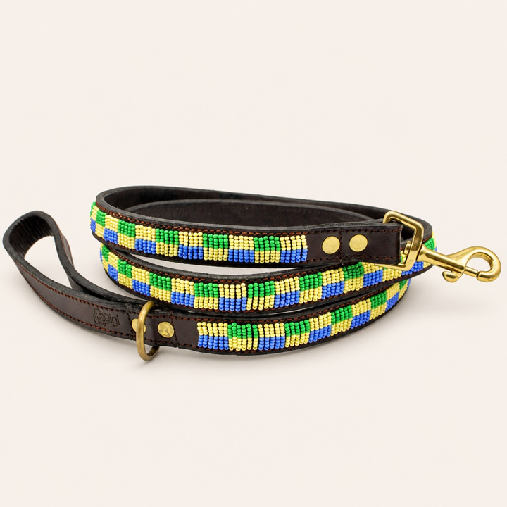 Laisse pour chien en perles et cuir Gigi Riviera