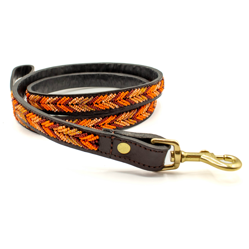 Laisse pour chien en perles et cuir Gigi Katniss