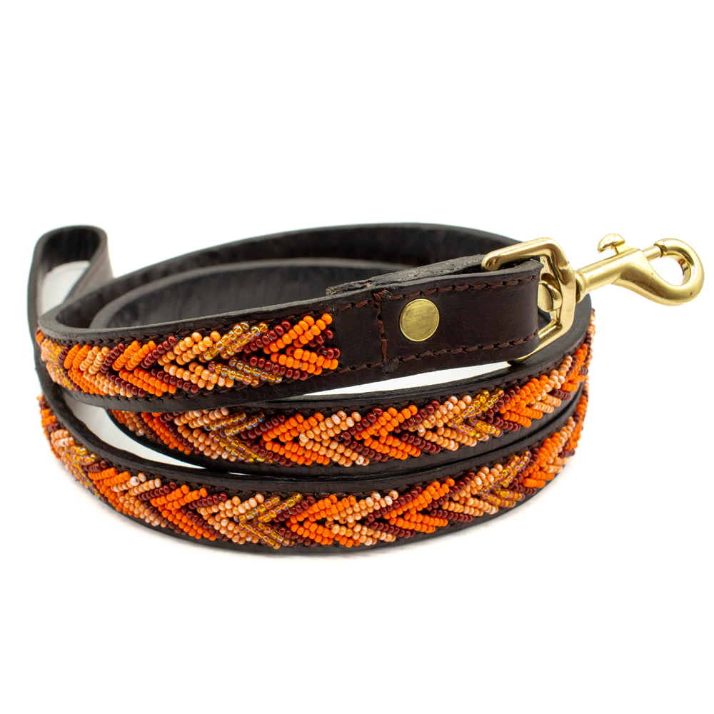 Laisse pour chien en perles et cuir Gigi Katniss