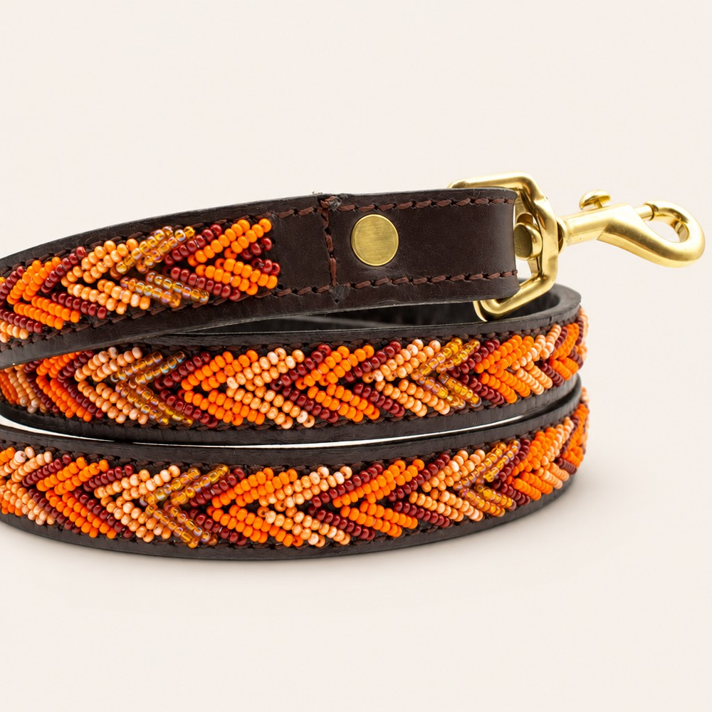 Laisse pour chien en perles et cuir Gigi Katniss