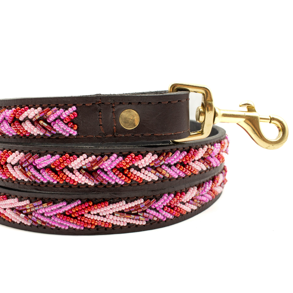 Laisse pour chien en perles et cuir Gigi Themba