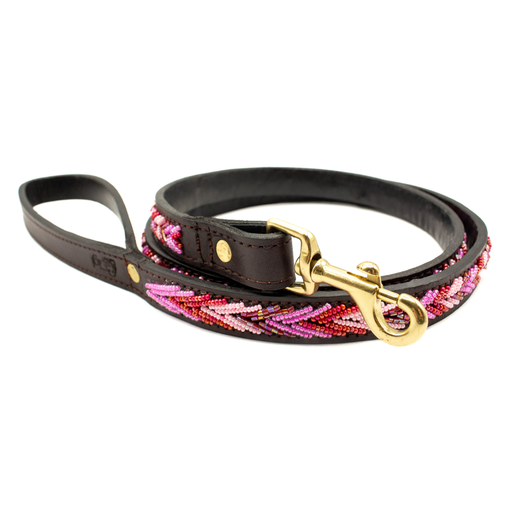 Laisse pour chien en perles et cuir Gigi Themba