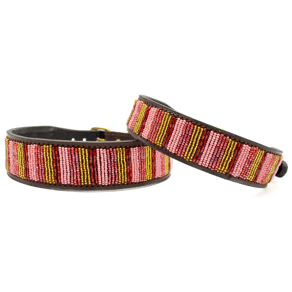 Collier pour chien en perles et cuir Gigi Valhia