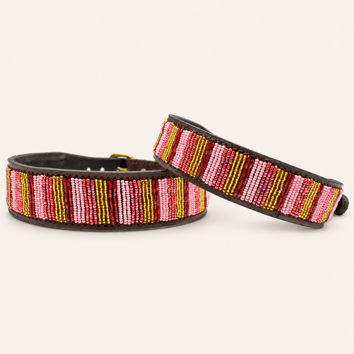 Collier pour chien en perles et cuir Gigi Valhia