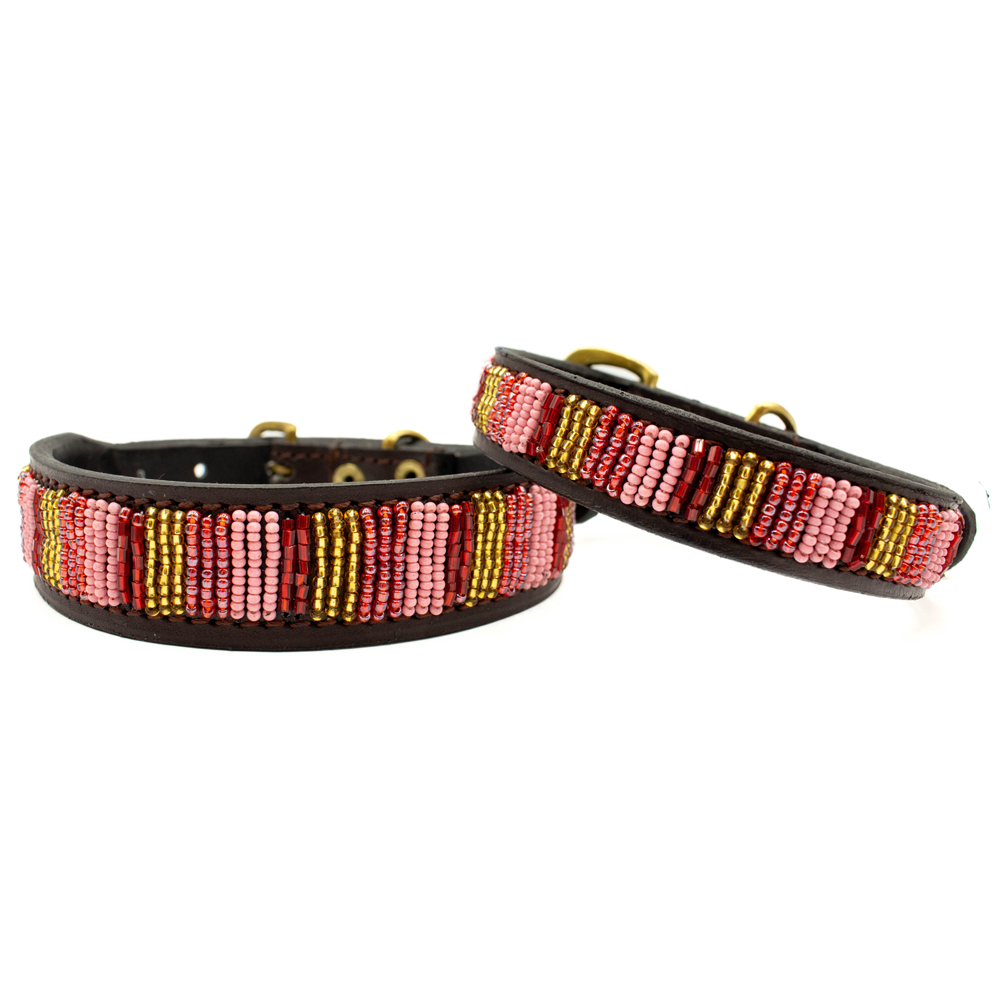 Collier pour chien en perles et cuir Gigi Valhia