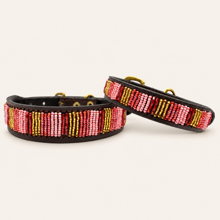 Collier pour chien en perles et cuir Gigi Valhia