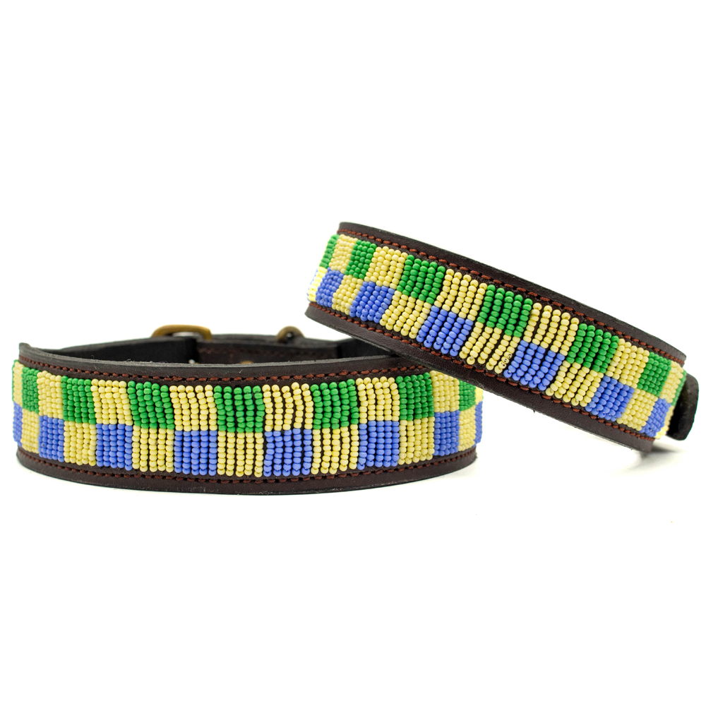 Collier pour chien en perles et cuir Gigi Riviera
