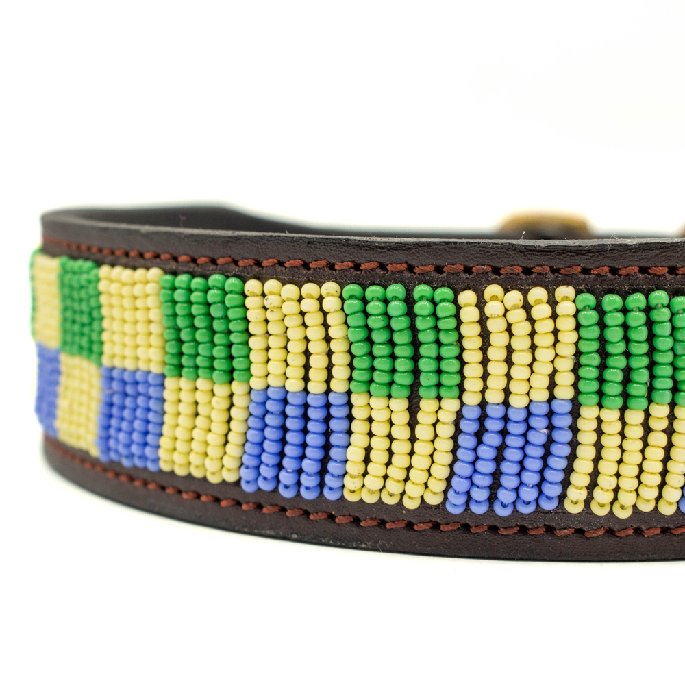 Collier pour chien en perles et cuir Gigi Riviera