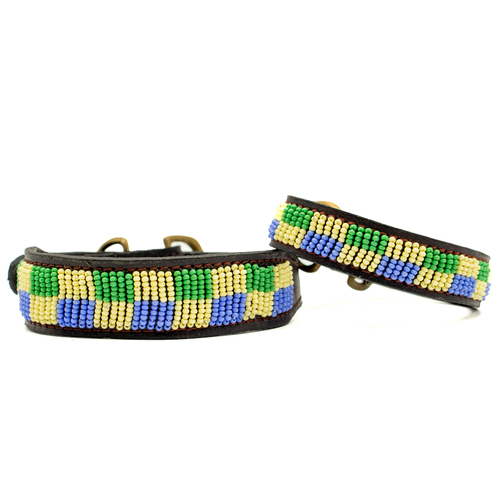 Collier pour chien en perles et cuir Gigi Riviera