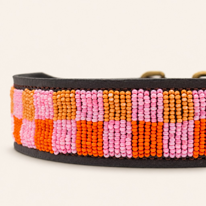 Collier pour chien en perles et cuir Gigi Madelaine