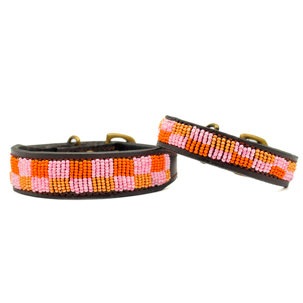 Collier pour chien en perles et cuir Gigi Madelaine