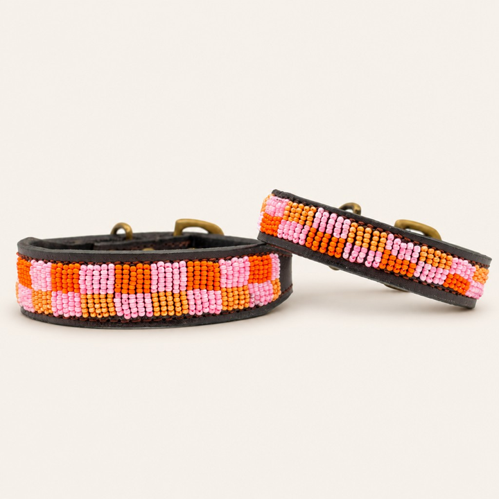 Collier pour chien en perles et cuir Gigi Madelaine