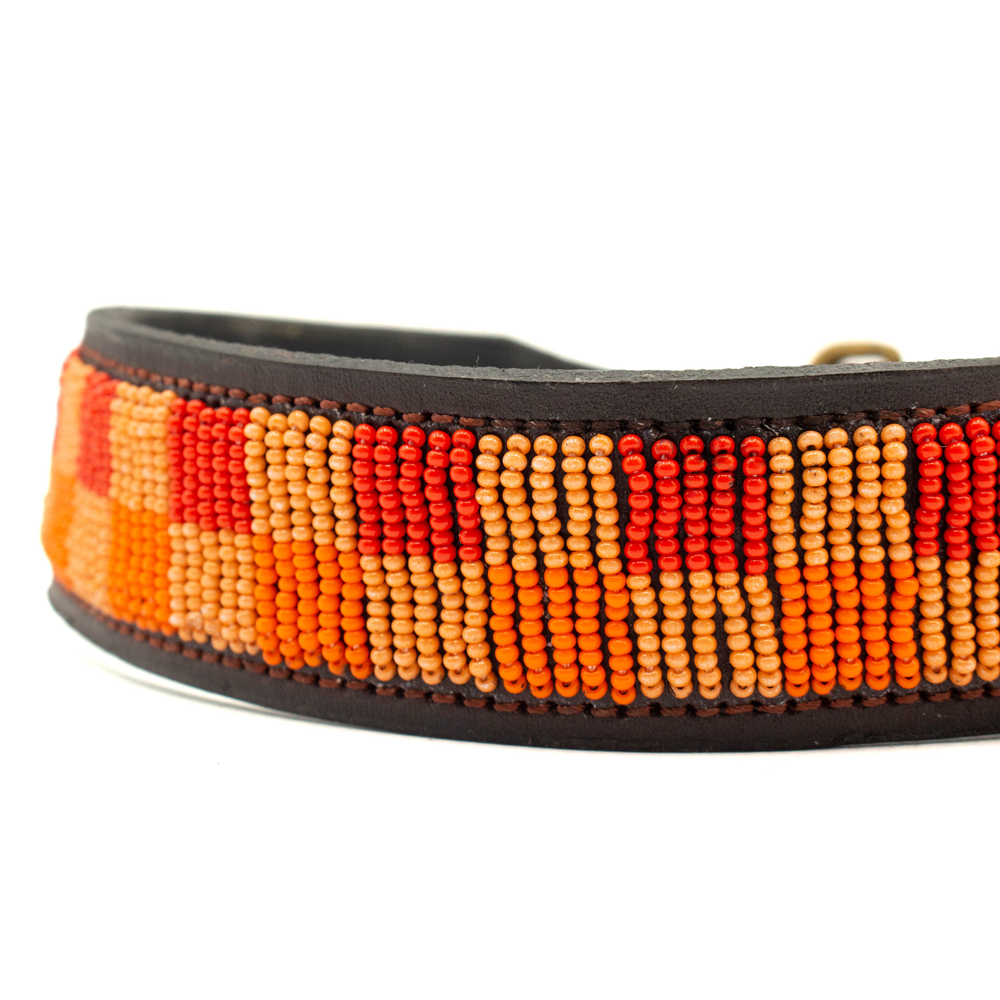 Collier pour chien en perles et cuir Gigi Paprika