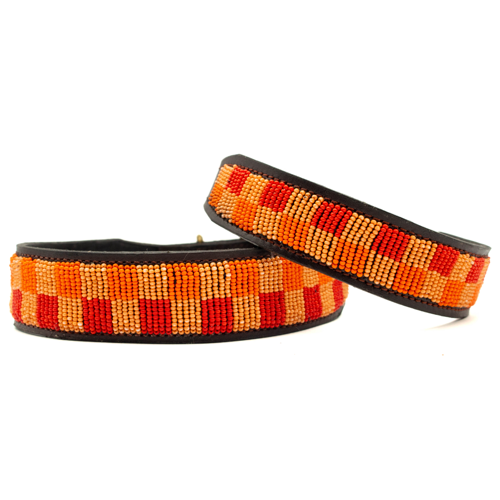 Collier pour chien en perles et cuir Gigi Paprika