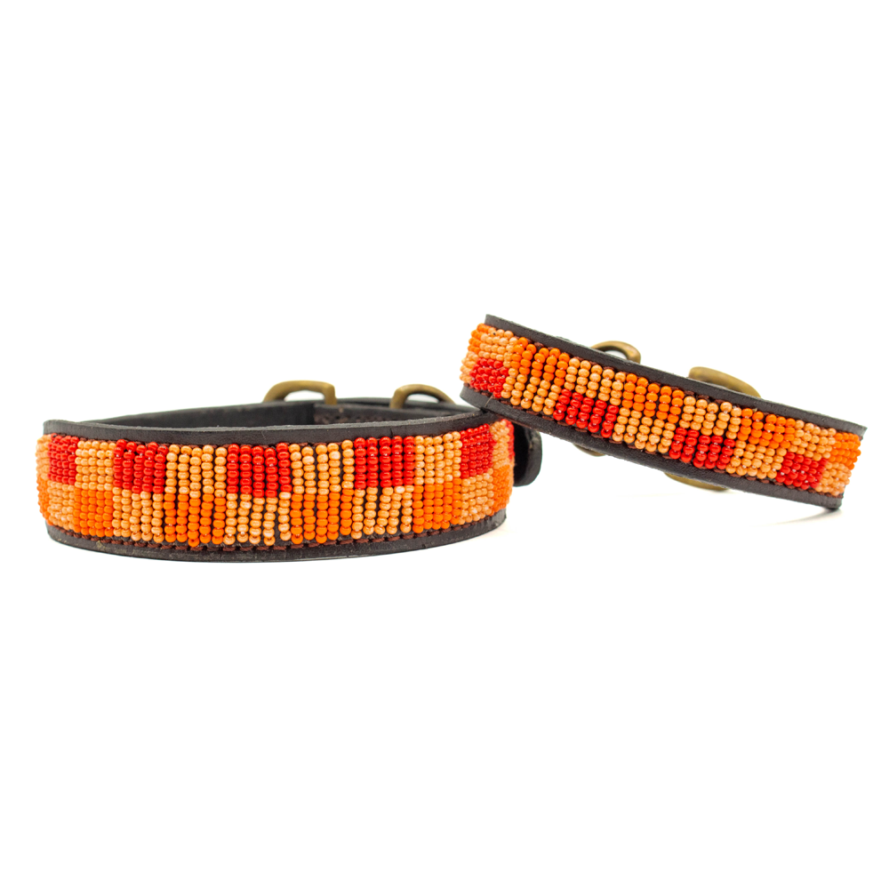 Collier pour chien en perles et cuir Gigi Paprika