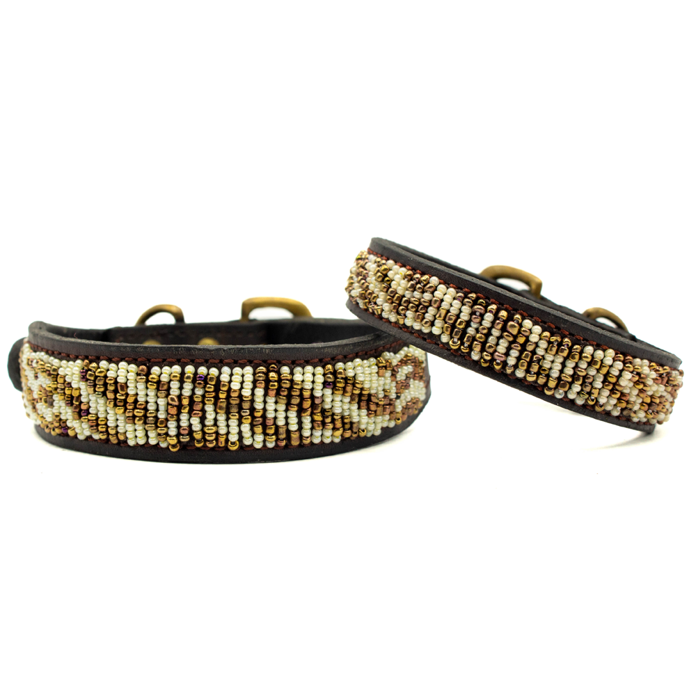 Collier pour chien en perles et cuir Gigi Sahara