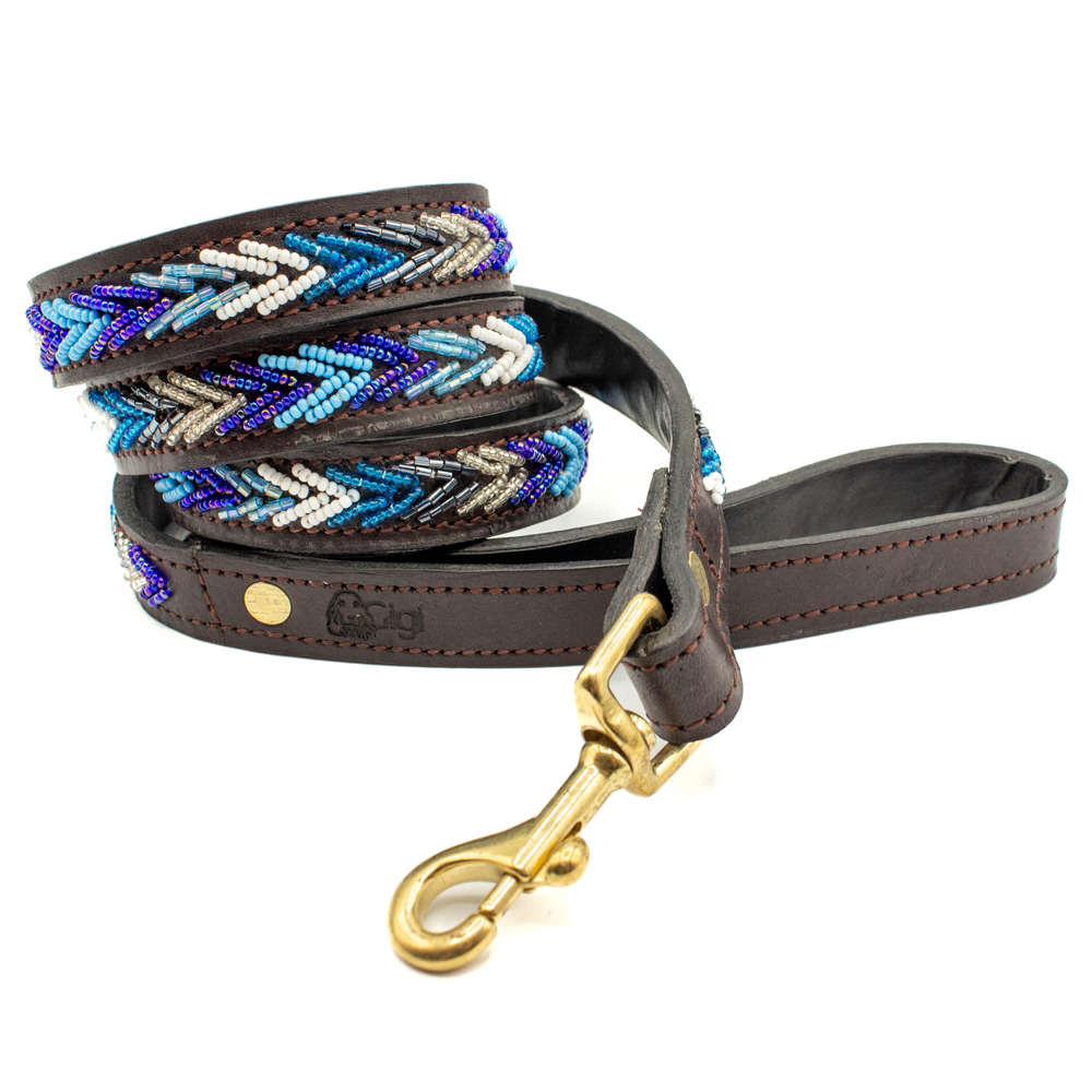 Laisse pour chien en perles et cuir Gigi Dito