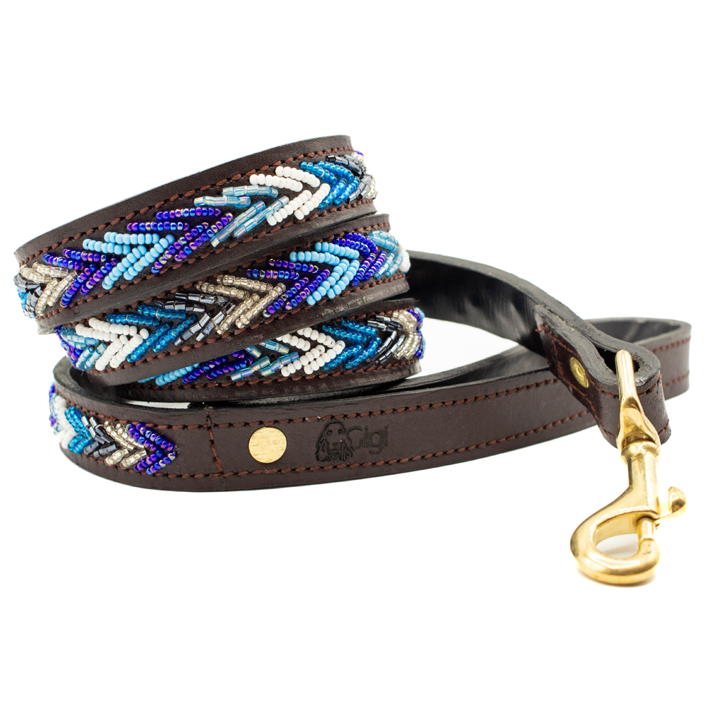 Laisse pour chien en perles et cuir Gigi Dito