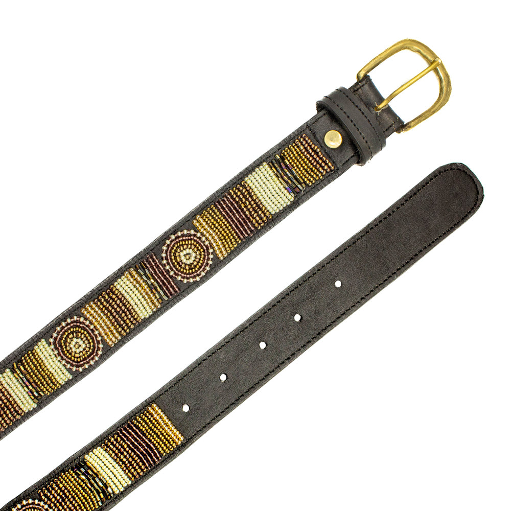 Ceinture en perles et cuir Gigi Golden