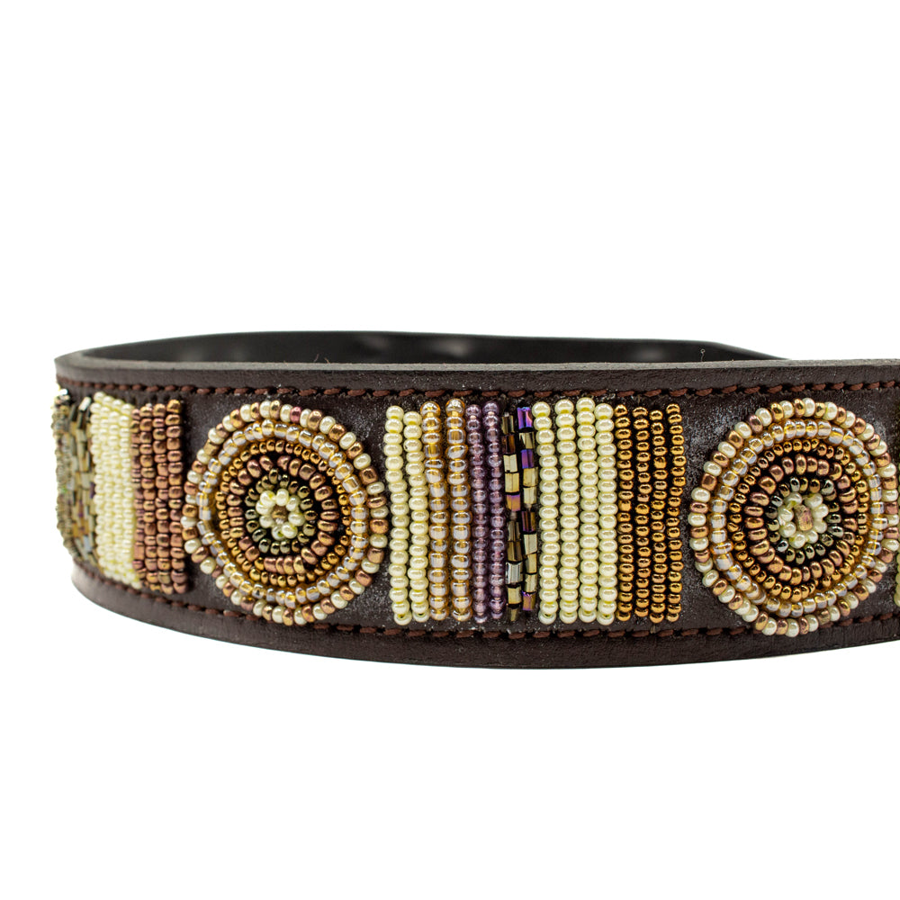Collier pour chien en perles et cuir Gigi Golden
