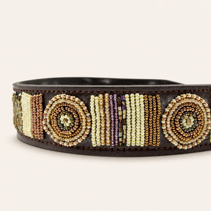 Collier pour chien en perles et cuir Gigi Golden