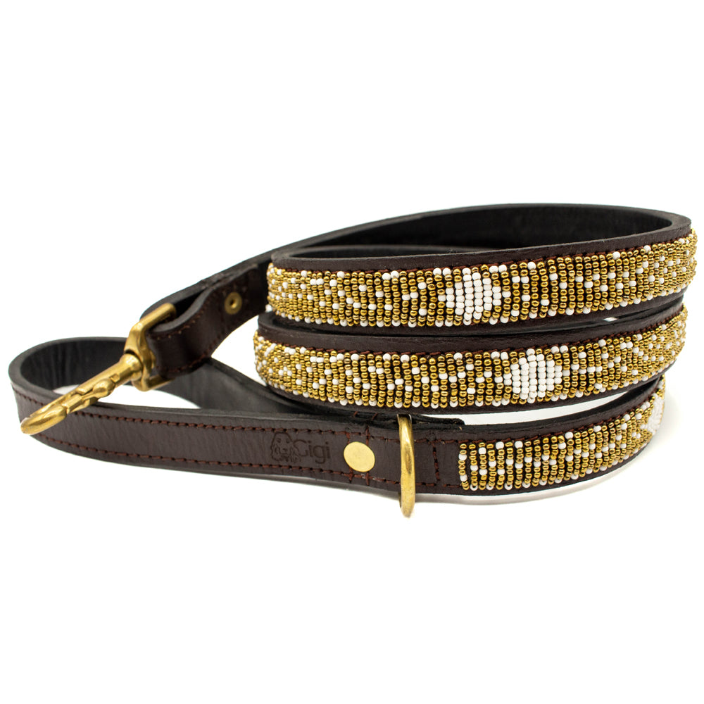 Laisse pour chien en perles et cuir Gigi Coast