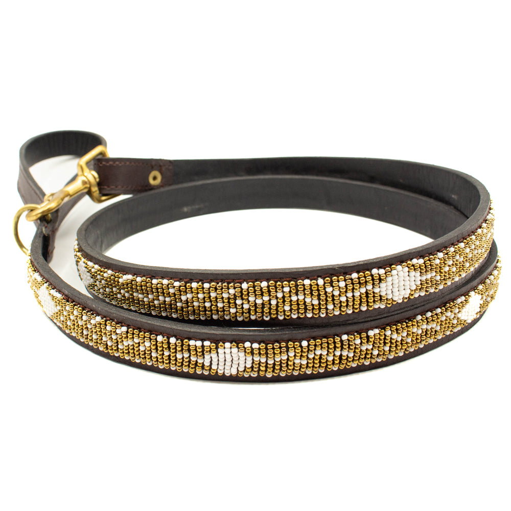 Laisse pour chien en perles et cuir Gigi Coast